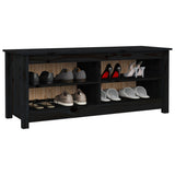 NNEVL Shoe Bench Black 110x38x45.5 cm Solid Wood Pine