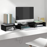 NNEVL Monitor Stand Black 80x24x10.5 cm Solid Wood Pine