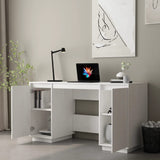 NNEVL Desk White 140x50x75 cm Solid Wood Pine
