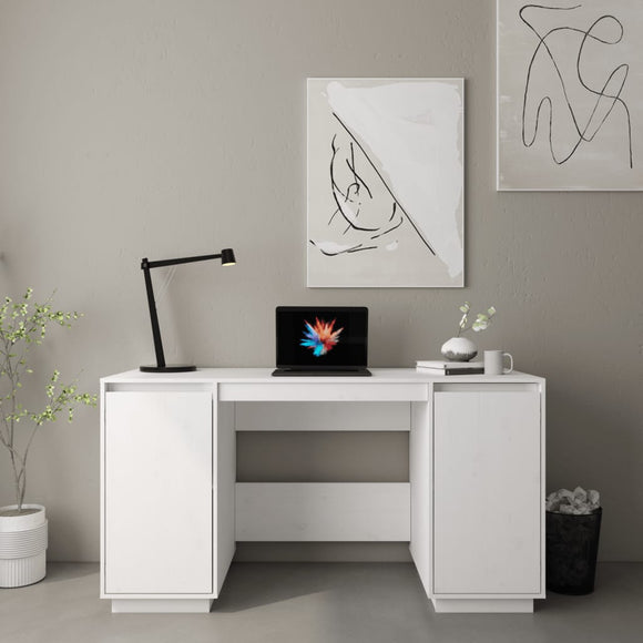 NNEVL Desk White 140x50x75 cm Solid Wood Pine