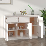 NNEVL Sideboard White 110x34x75 cm Solid Wood Pine