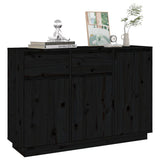 NNEVL Sideboard Black 110x34x75 cm Solid Wood Pine