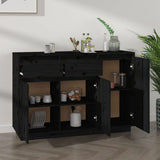 NNEVL Sideboard Black 110x34x75 cm Solid Wood Pine