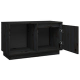 NNEVL TV Cabinet Black 74x35x44 cm Solid Wood Pine