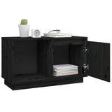 NNEVL TV Cabinet Black 74x35x44 cm Solid Wood Pine