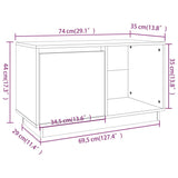 NNEVL TV Cabinet Black 74x35x44 cm Solid Wood Pine