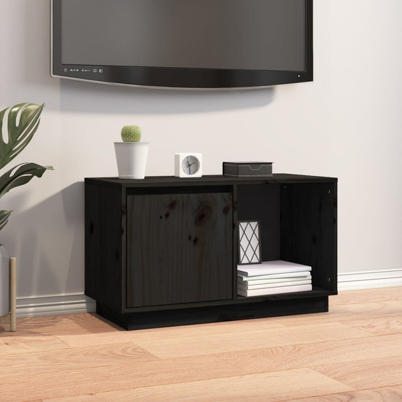 NNEVL TV Cabinet Black 74x35x44 cm Solid Wood Pine