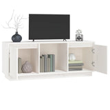 NNEVL TV Cabinet White 110.5x35x44 cm Solid Wood Pine
