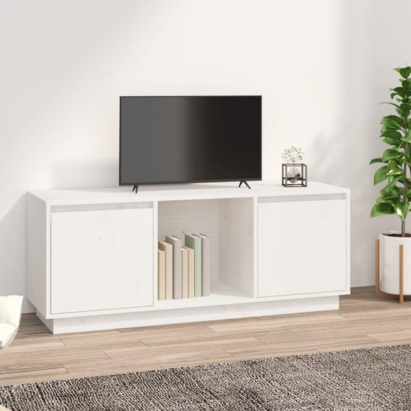 NNEVL TV Cabinet White 110.5x35x44 cm Solid Wood Pine