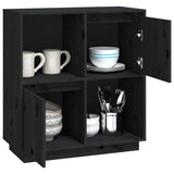 NNEVL Sideboard Black 74x35x80 cm Solid Wood Pine