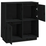 NNEVL Sideboard Black 74x35x80 cm Solid Wood Pine