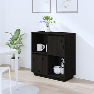 NNEVL Sideboard Black 74x35x80 cm Solid Wood Pine
