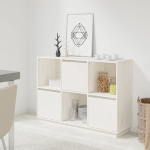 NNEVL Sideboard White 110.5x35x80 cm Solid Wood Pine