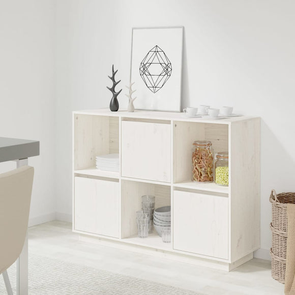 NNEVL Sideboard White 110.5x35x80 cm Solid Wood Pine