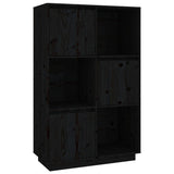 NNEVL Highboard Black 74x35x117 cm Solid Wood Pine