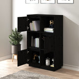 NNEVL Highboard Black 74x35x117 cm Solid Wood Pine