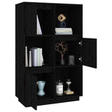 NNEVL Highboard Black 74x35x117 cm Solid Wood Pine