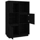 NNEVL Highboard Black 74x35x117 cm Solid Wood Pine