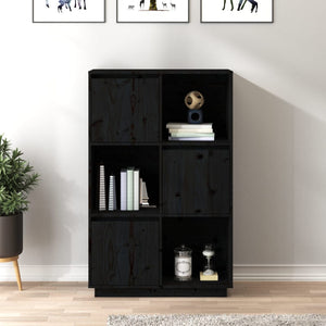 NNEVL Highboard Black 74x35x117 cm Solid Wood Pine