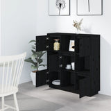 NNEVL Highboard Black 110.5x35x117 cm Solid Wood Pine