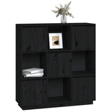 NNEVL Highboard Black 110.5x35x117 cm Solid Wood Pine