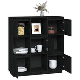 NNEVL Highboard Black 110.5x35x117 cm Solid Wood Pine