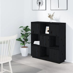 NNEVL Highboard Black 110.5x35x117 cm Solid Wood Pine