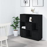 NNEVL Highboard Black 110.5x35x117 cm Solid Wood Pine