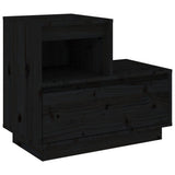 NNEVL Bedside Cabinet Black 60x34x51 cm Solid Wood Pine