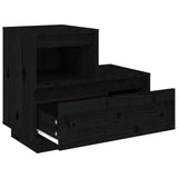 NNEVL Bedside Cabinet Black 60x34x51 cm Solid Wood Pine