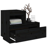 NNEVL Bedside Cabinet Black 60x34x51 cm Solid Wood Pine