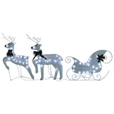 NNEVL Reindeer & Sleigh Christmas Decoration 60 LEDs Outdoor White