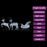 NNEVL Reindeer & Sleigh Christmas Decoration 60 LEDs Outdoor White