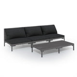 NNEVL 4 Piece Garden Lounge Set with Cushions Poly Rattan Dark Grey