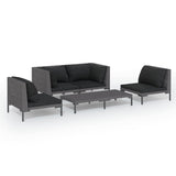 NNEVL 5 Piece Garden Lounge Set with Cushions Poly Rattan Dark Grey