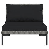 NNEVL 5 Piece Garden Lounge Set with Cushions Poly Rattan Dark Grey