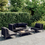 NNEVL 5 Piece Garden Lounge Set with Cushions Poly Rattan Dark Grey