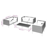 NNEVL 7 Piece Garden Lounge Set with Cushions Poly Rattan Dark Grey