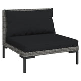 NNEVL 6 Piece Garden Lounge Set with Cushions Poly Rattan Dark Grey