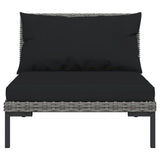 NNEVL 10 Piece Garden Lounge Set with Cushions Poly Rattan Dark Grey