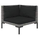 NNEVL 9 Piece Garden Lounge Set with Cushions Round Rattan Dark Grey