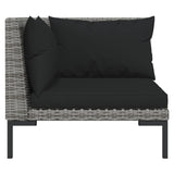 NNEVL 9 Piece Garden Lounge Set with Cushions Round Rattan Dark Grey