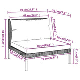 NNEVL 9 Piece Garden Lounge Set with Cushions Round Rattan Dark Grey