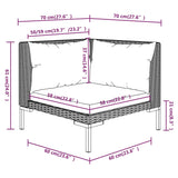 NNEVL 9 Piece Garden Lounge Set with Cushions Round Rattan Dark Grey