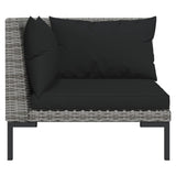 NNEVL 11 Piece Garden Lounge Set with Cushions Poly Rattan Dark Grey