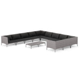 NNEVL 12 Piece Garden Lounge Set with Cushions Poly Rattan Dark Grey