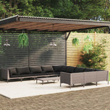 NNEVL 12 Piece Garden Lounge Set with Cushions Poly Rattan Dark Grey