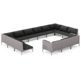 NNEVL 13 Piece Garden Lounge Set with Cushions Poly Rattan Dark Grey