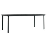 NNEVL Garden Dining Table Black 200x100x74 cm Steel and Glass