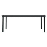 NNEVL Garden Dining Table Black 200x100x74 cm Steel and Glass
